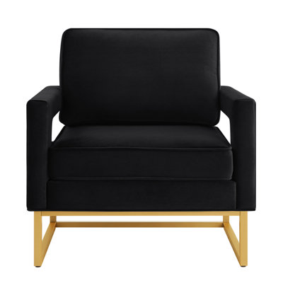 Lamprini 0'' H Velvet Upholstered Metal Armchair