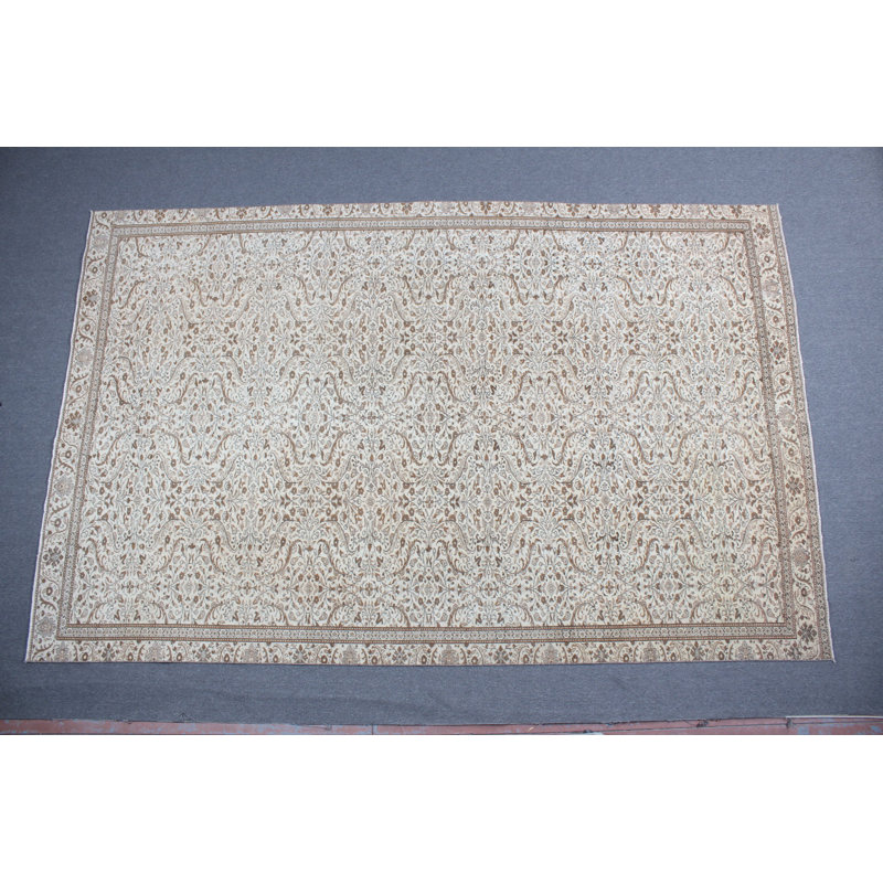 Tapis Oushak rétro turc avec motifs tribaux orientaux pour chambre à coucher