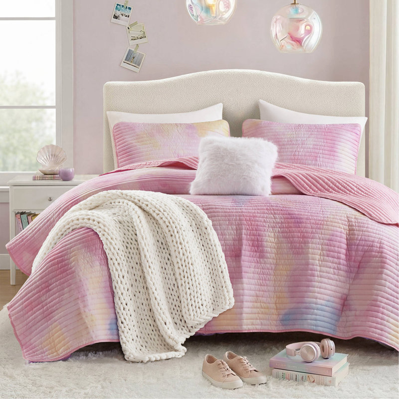 Ensemble de courtepointe 4 pièces 4 pièces, Pink, Full Quilt + 3 Additional Pieces
