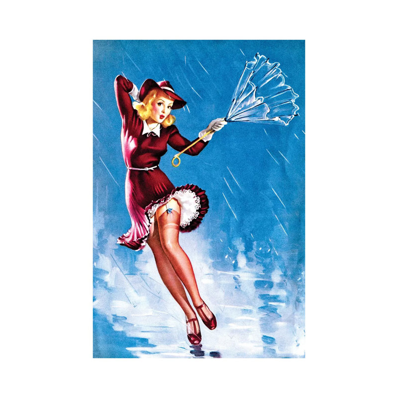 Quoi de neuf? Pin-up c1940s par Piddix - peinture sur toile tendue, H 26 po x l 18 po x 1,5 po