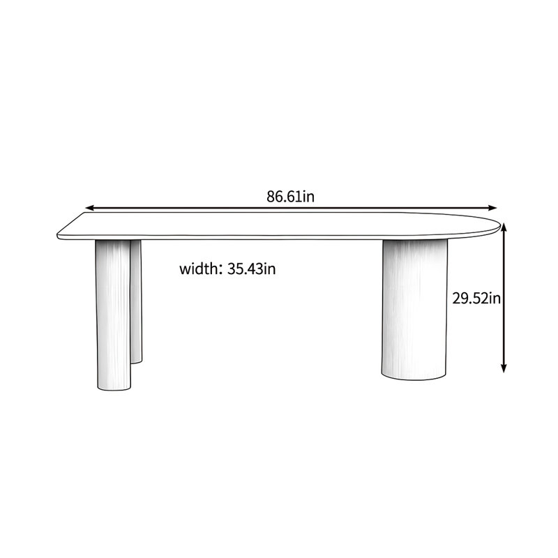 Multi-functional solid wood dining table, 29.52"H x 86.61"L x 35.43"W