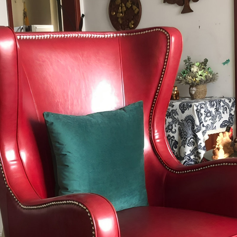 Osciel Faux Leather Accent Chair, Red Faux Leather