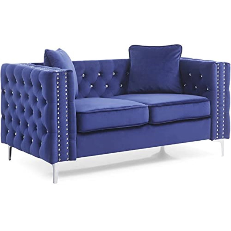 Ettinger 63'' Velvet Loveseat, Blue Velvet