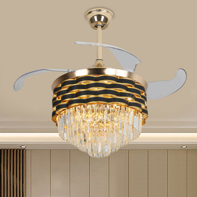 42 Inch Crystal Ceiling Fan LED Light With Remote