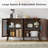 47" W Buffet Cabinet With 4 Slatted Doors, Mid-century Buffet Sideboard With Shelves, Accent Storage Cabinets Cupboard Console For Dining Room, Kitchen, Walnut-1520647883