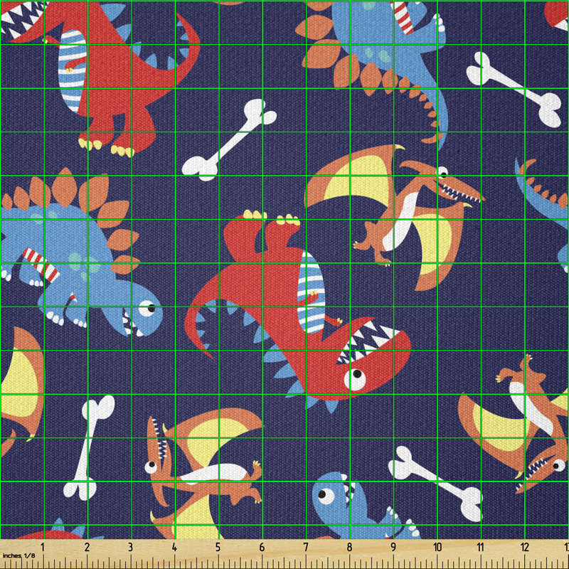 Ciesla Dinosaurs Funny Expressions and Bones Multi-Purpose Fabric