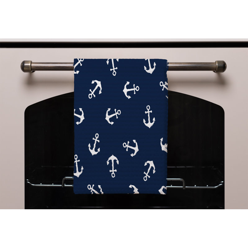 Cotton Waffle Tea Towel Kitchen Towel, Navy