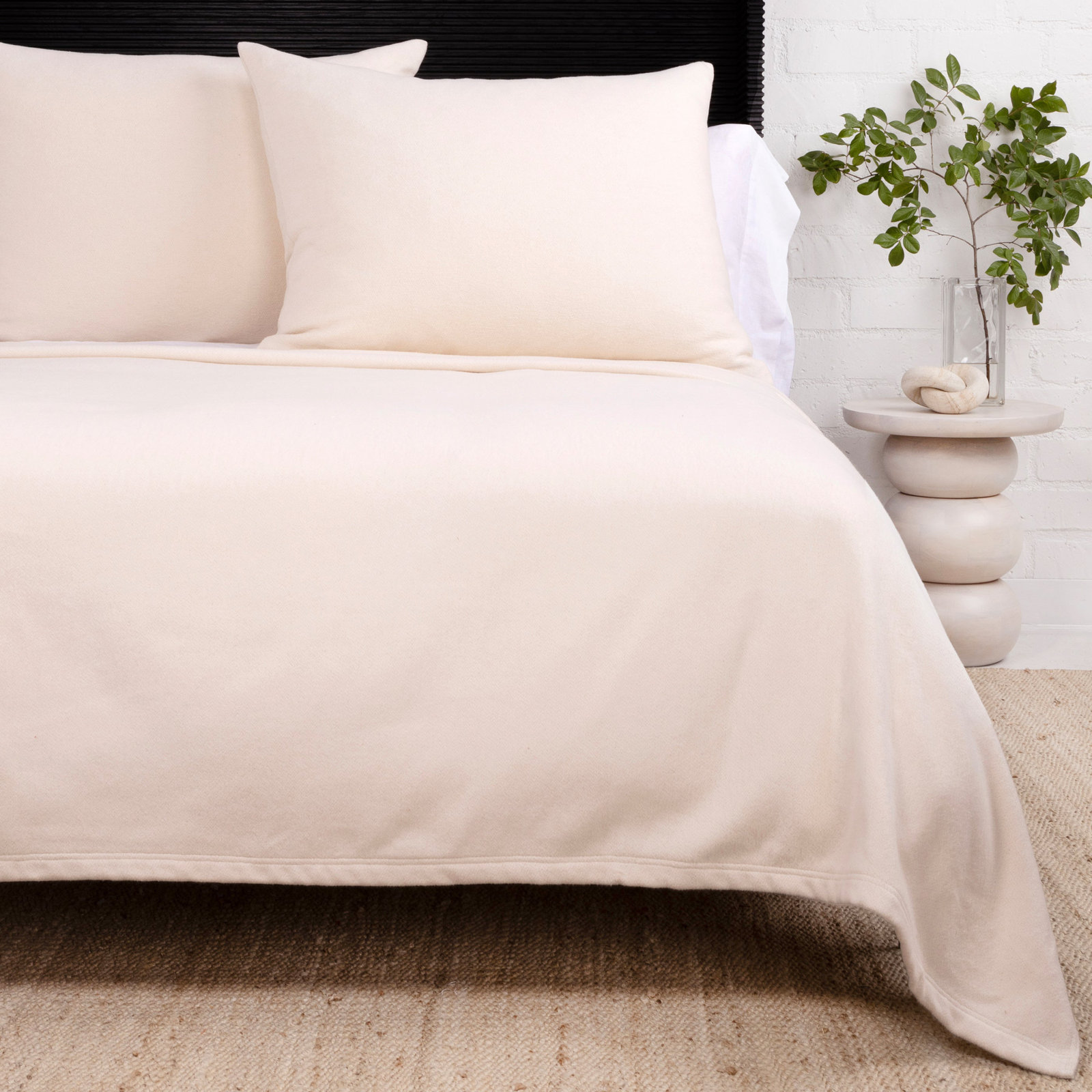 Mandy Cotton Throw Pillow, Ivory