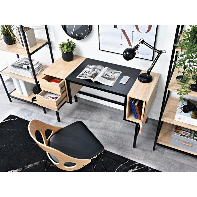 Dawniel Metal Base Writing Desk, Oak