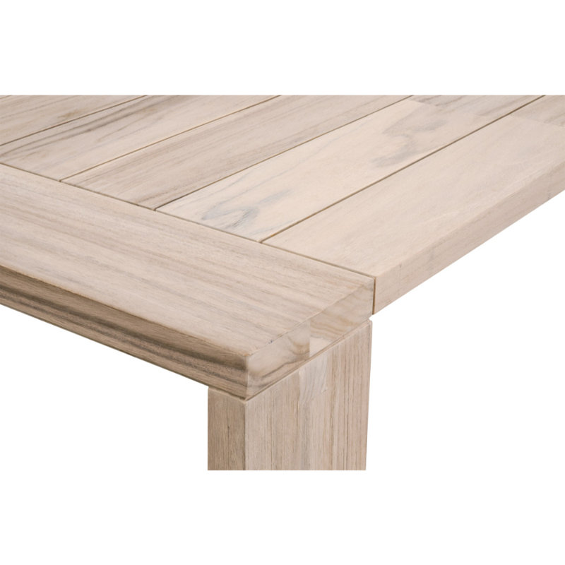 Transitional Gray Teak Solid Wood Outdoor Dining Table
