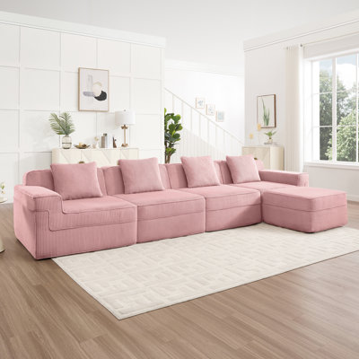 Modern Modular 4-Seat Sofa Couch with  Ottoman