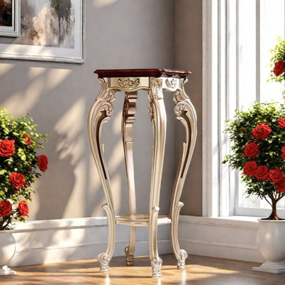Beech Wood Plant Stand Open Shelves Round Corners Plant Stand