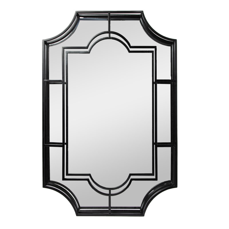 Pomeroy Art Deco Metal Framed Wall Mirror, Black