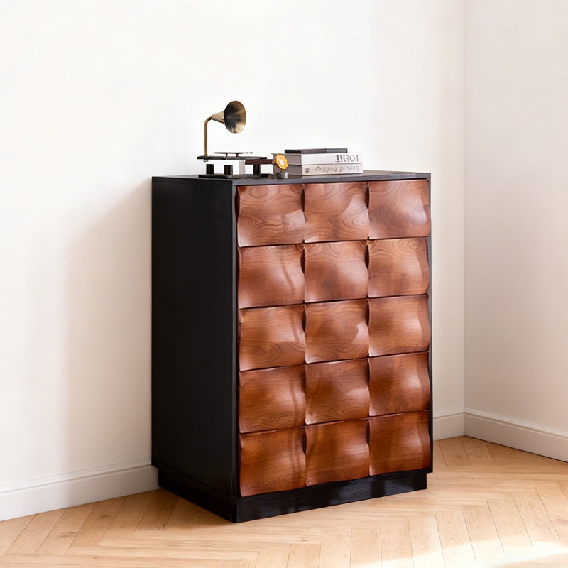 Armoire décorative noire + brun foncé massif + bois manufacturé
