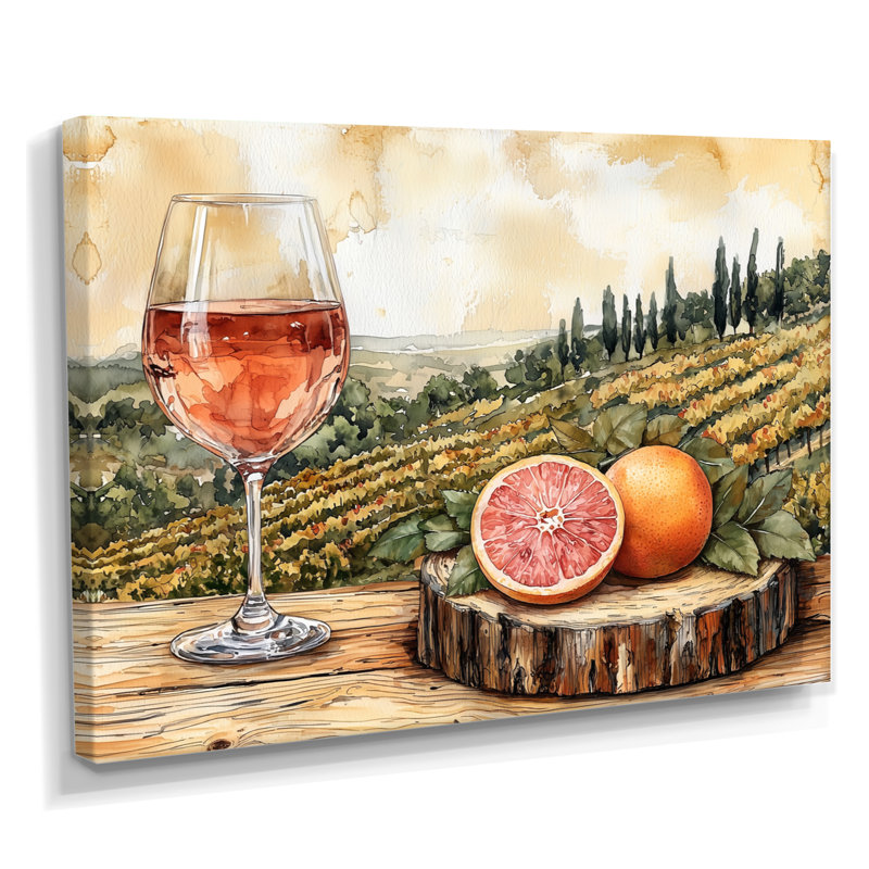 Birtie - Vineyard, art mural, H 30 po x l 40 po, Toile tendue, Ne s'applique pas