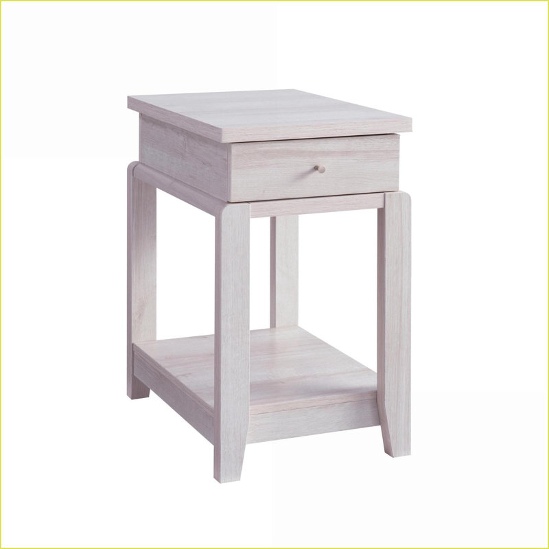 Table basse en chêne blanc avec tiroir & amp; Tablette - Rangement peu encombrant pour le salon