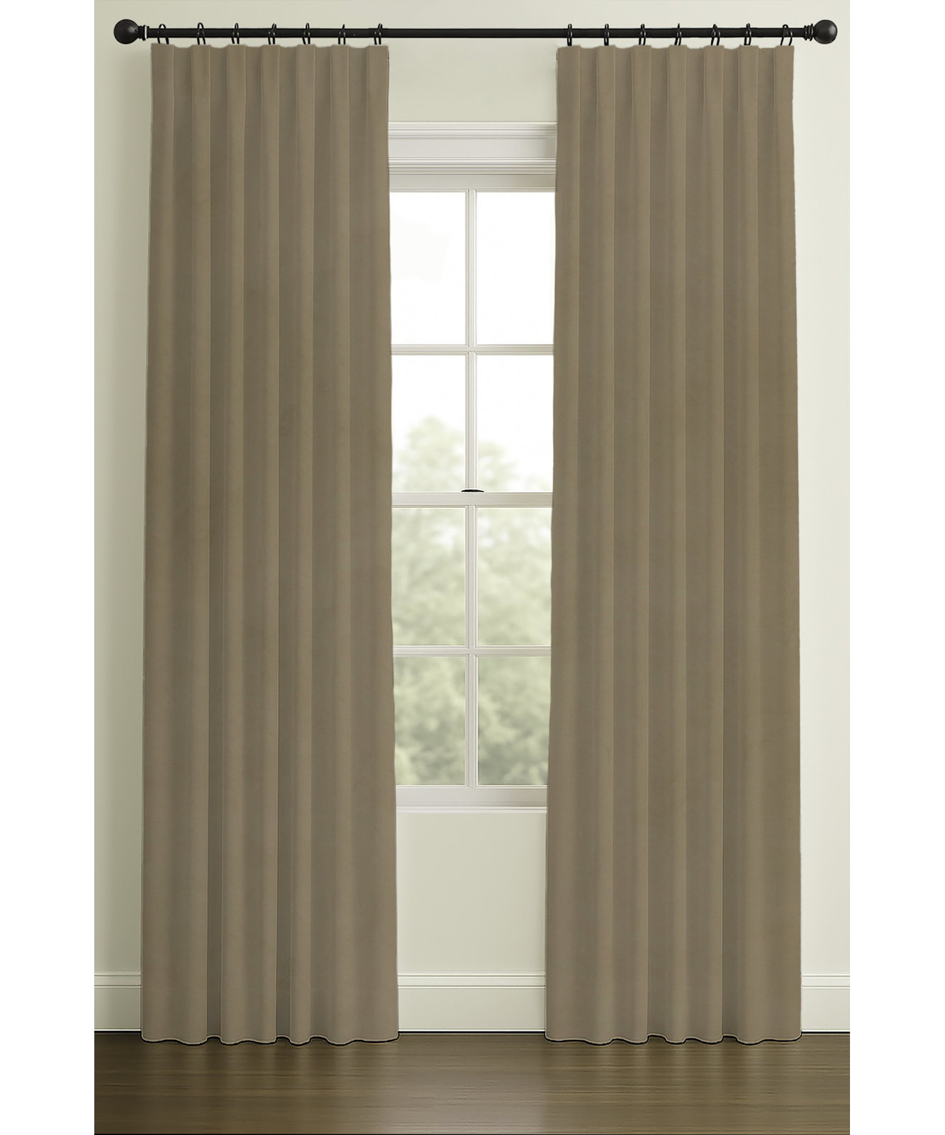Westcliffe Velvet Curtain in Feather, Inverted Pleat, 33" W x 96" L, Single
