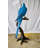 Giant Blue and White Parrot Standing on A Tree Bronze Statue 30" x 24" x 66"H