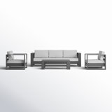 Hoyt Outdoor Aluminum 4-Piece Conversation Set with Coffee Table