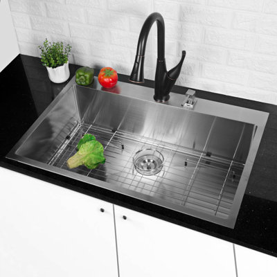 Évier de cuisine encastré à simple cuve en acier inoxydable
