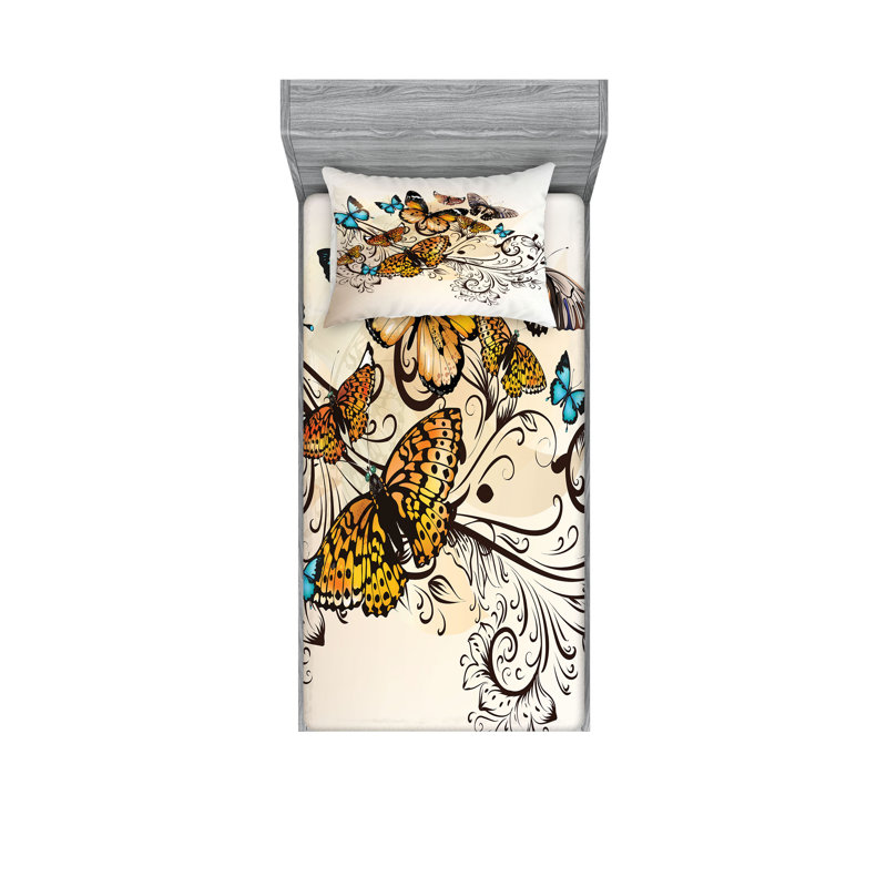 Ensemble de draps et taies décoratives ombrés Ambesonne, brun pâle et bleu ciel