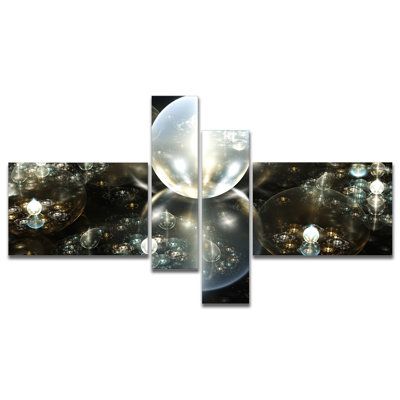 " Golden Water Drops On Mirror " 4 - Pieces