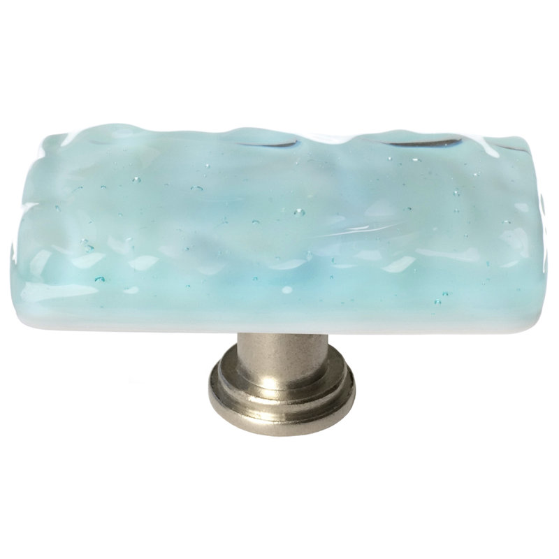 Poignée d'armoire en verre Glacier, Turquoise clair / nickel satiné