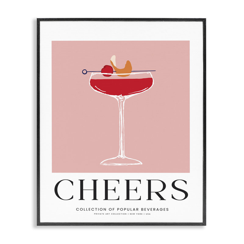 Giclée encadrée Minimal Cheers, H 20 po x l 16 po, Giclée encadrée noir minuit