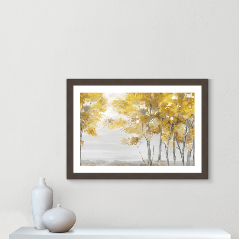 Jaune altruiste - Art encadré autoportant, H 27 po x l 37 po x P 1,25 po, Cadre en bronze brossé brossé