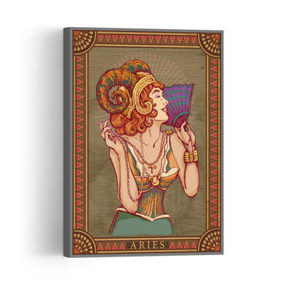Aries Art Deco Woman Elegant Vintage Wall Art Print by Olga Galeeva - Print