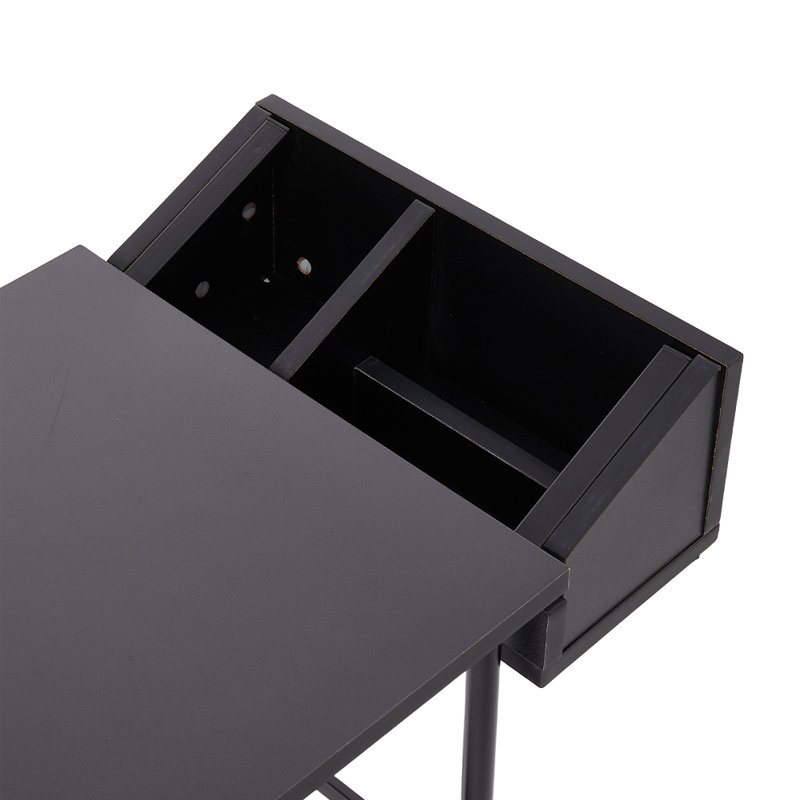 Metal Base Computer Desk, Black/Black