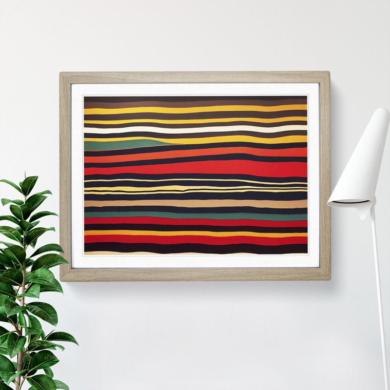 Abstract Striped Art Vol.1 - Framed Print, 46cm H x 64cm W x 2cm D, Oak