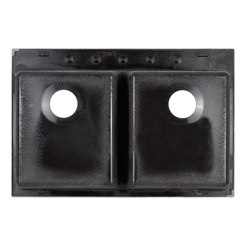 Algren 33" L Double Basin Drop-In Kitchen Sink, Midnight Black