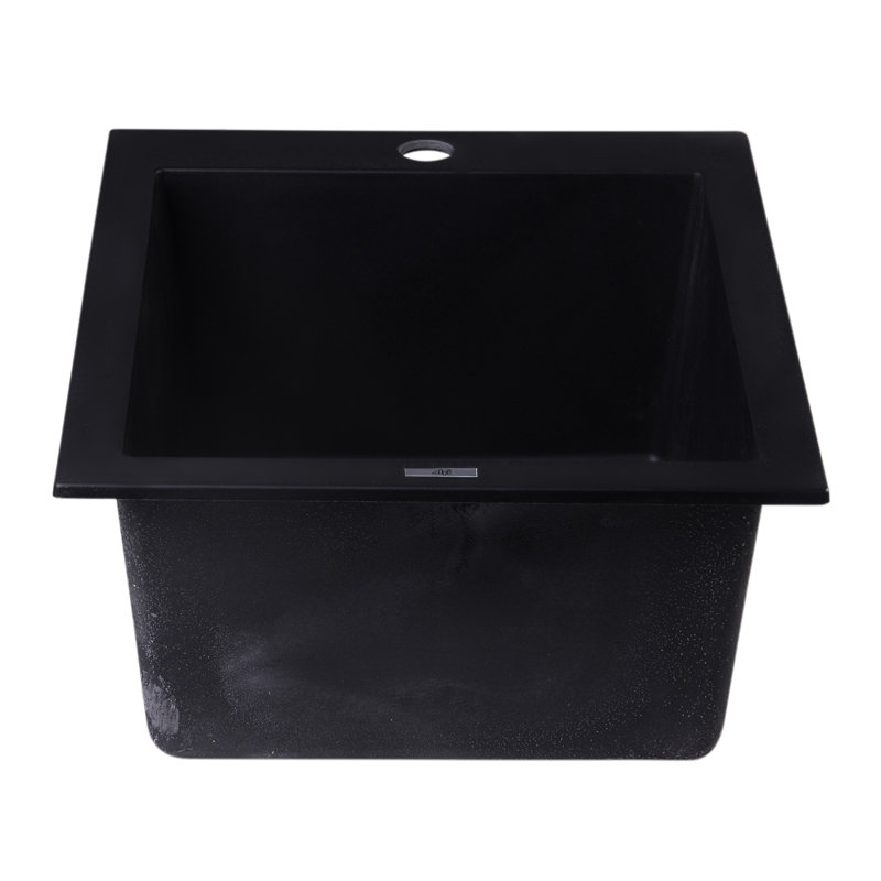 19.88'' L Single Bowl Granite Kitchen Sink, Black