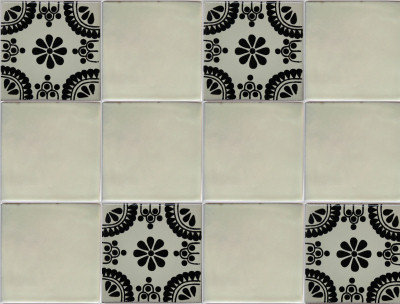 6" x 6" 4pcs TalaMex Black Madrid Talavera Mexican Tile