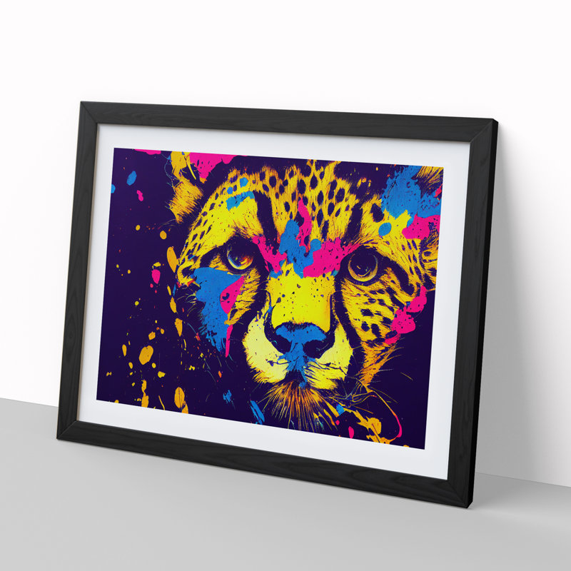 Cheetah Splash Vol.1 Abstract - Single Picture Frame Print, Black, 46cm H x 64cm W x 2cm D