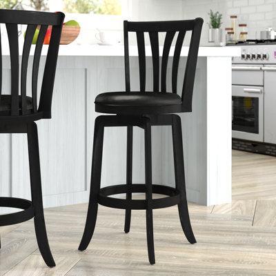 Asharn Swivel Upholstered Counter Stool, Black
