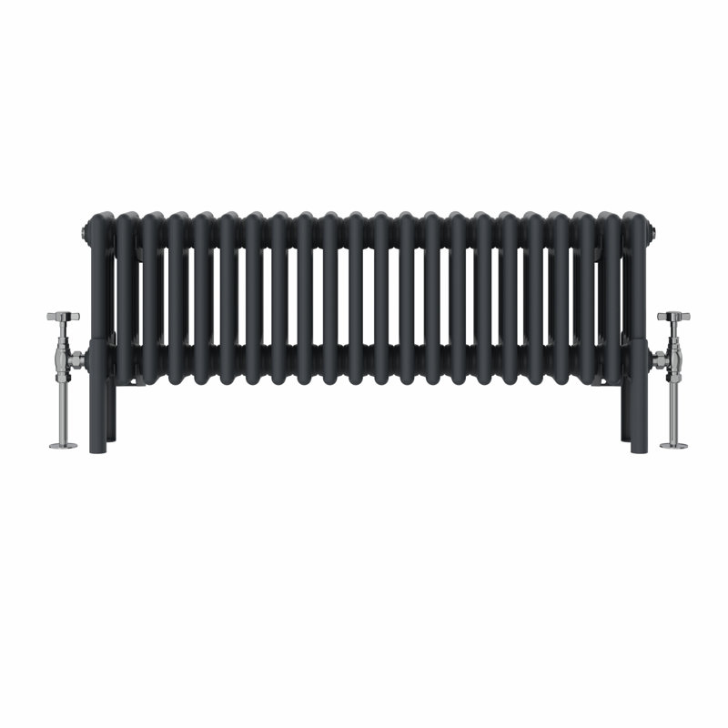 Altynay Horizontal Traditional 4 Column Radiator, 300mm H x 1010mm W x 140mm D, Anthracite