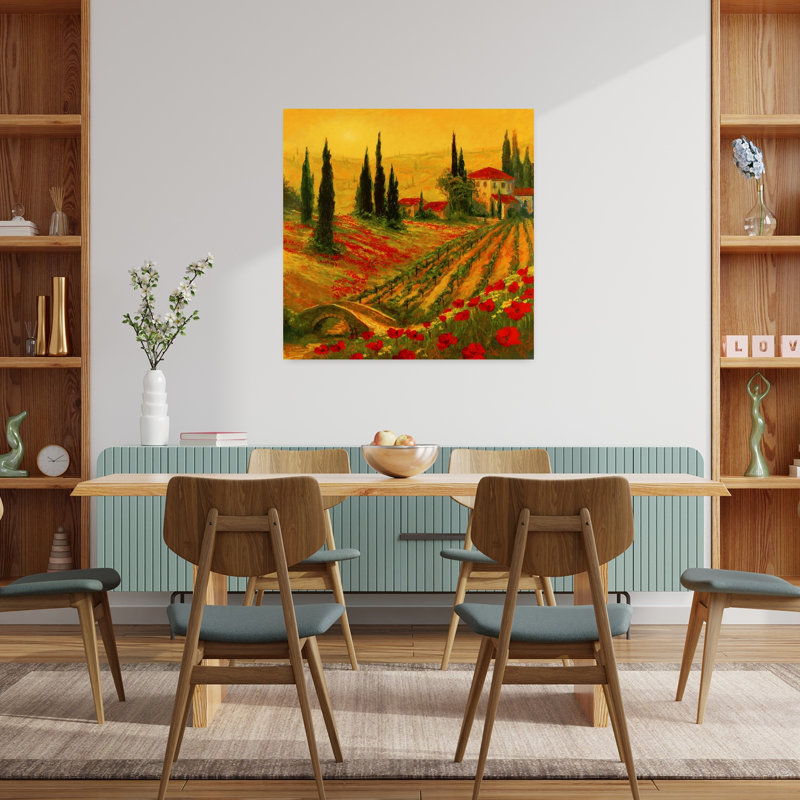 Coquelicots de Toscano I, art contemporain de l'architecture de coquelicots abstraits, H 36 po x l 36 po