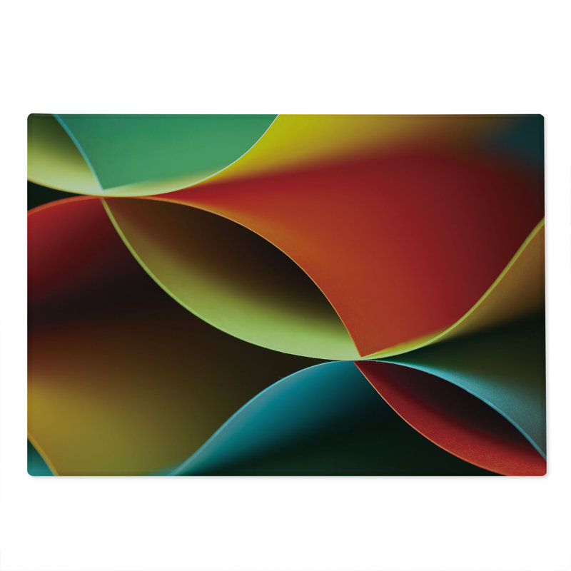 Ambesonne Abstract Cutting Board Large Size Graphic Colored Orange White