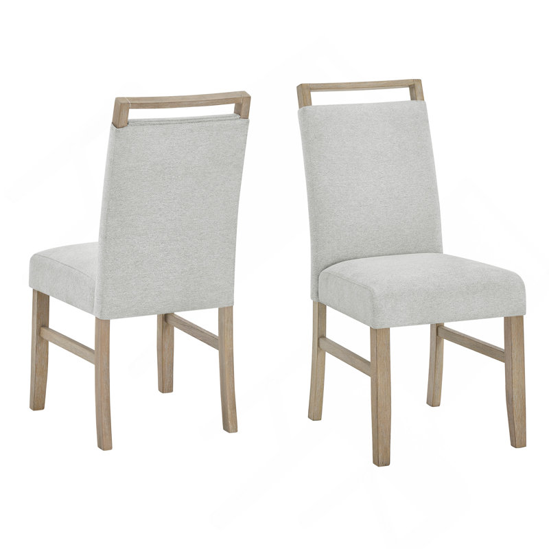 Ensemble de 2 chaises d'appoint Tabitha avec finition en chêne clair et tissu gris clair
