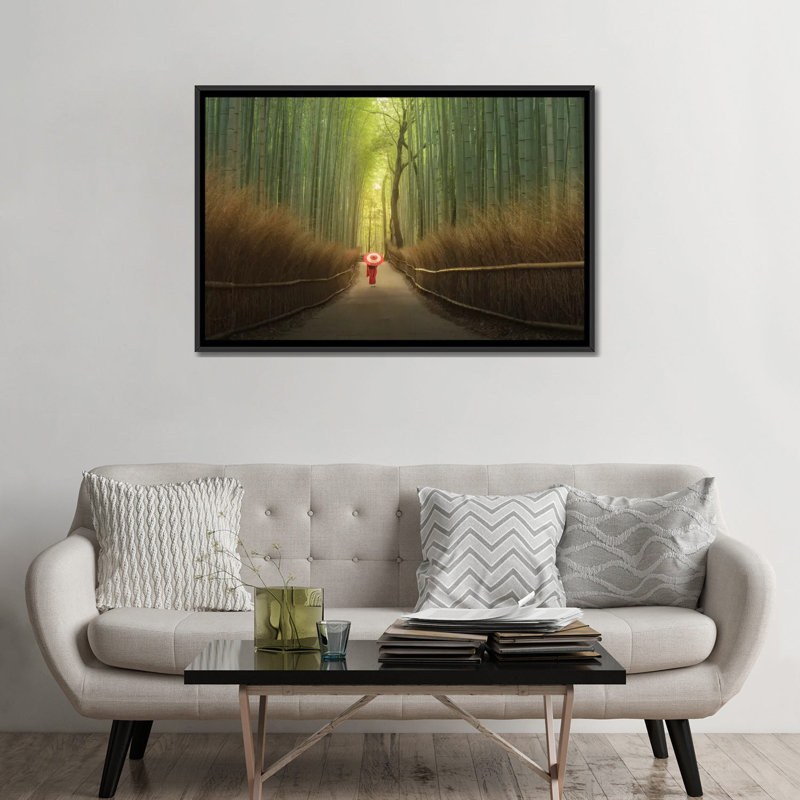 " Bamboo Forest In Japan " by Daniel Kordan, Black Framed Canvas, No Mat, 32" H x 48" W x 1.5" D