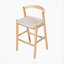 Tabouret de bar d'intérieur en bois d'hévéa, finition naturelle et revêtement beige, ensemble de 2-667031255