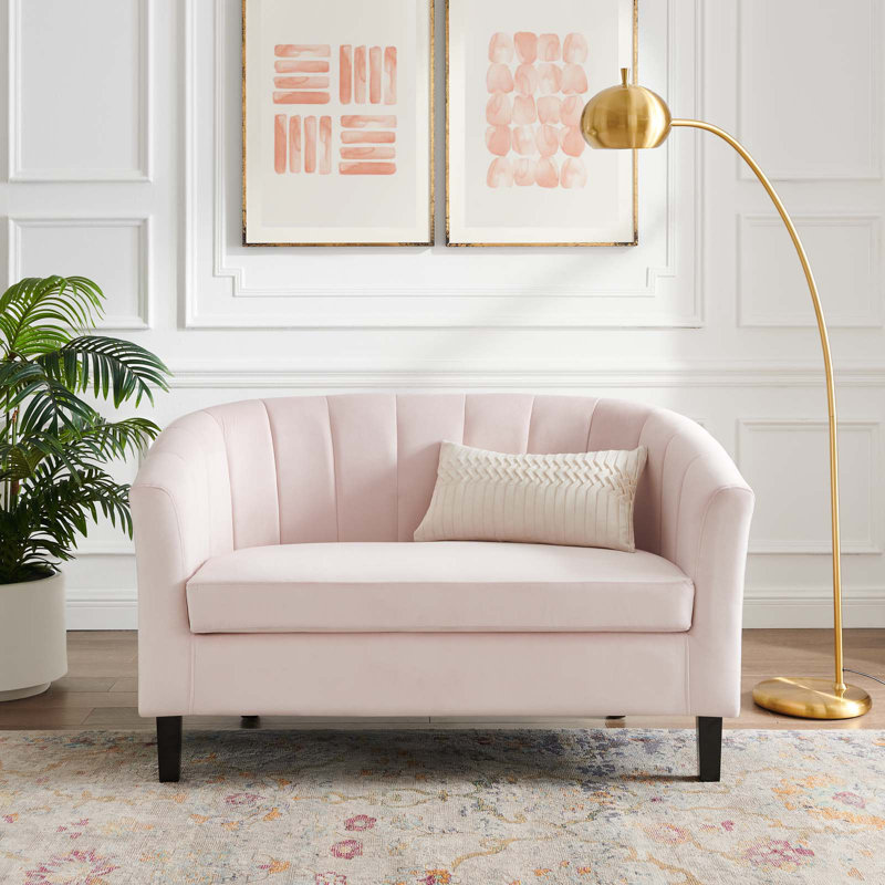 Causeuse en velours avec capitonnage rectangulaire Prospect, Rose