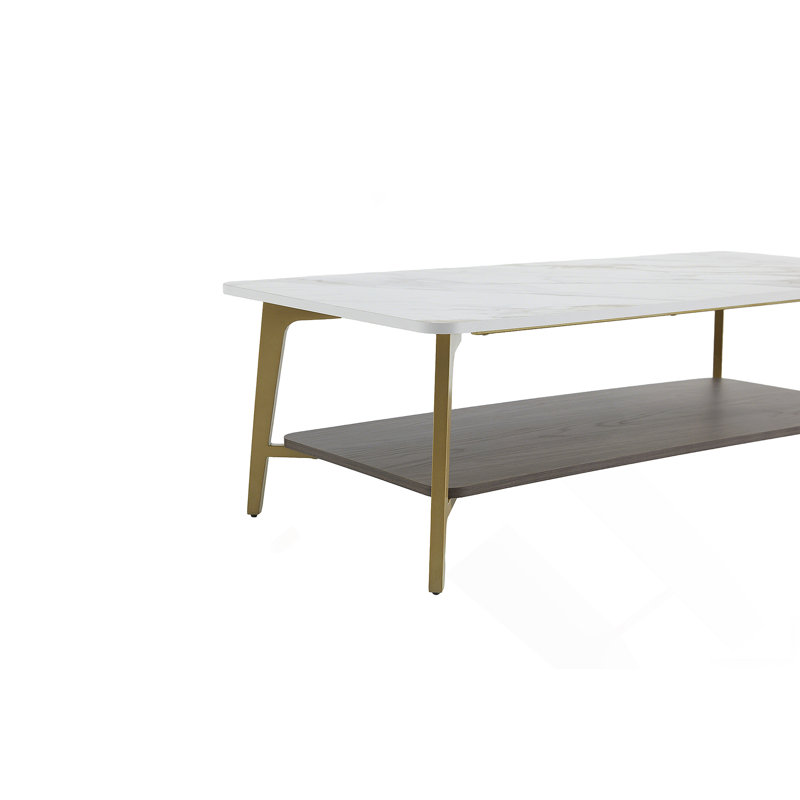 Coffee Table Rectangular Center Table for Living Room Open Space Side Table with Metal Frame