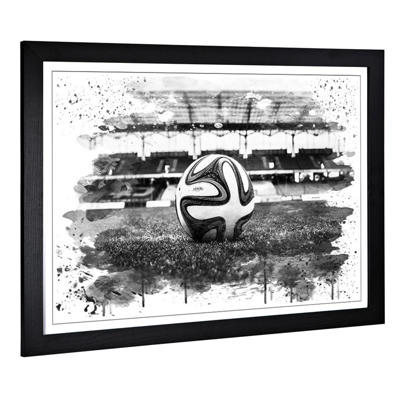 Football Pitch Ball - Wall Art, 45cm H x 62cm W, Framed Picture
