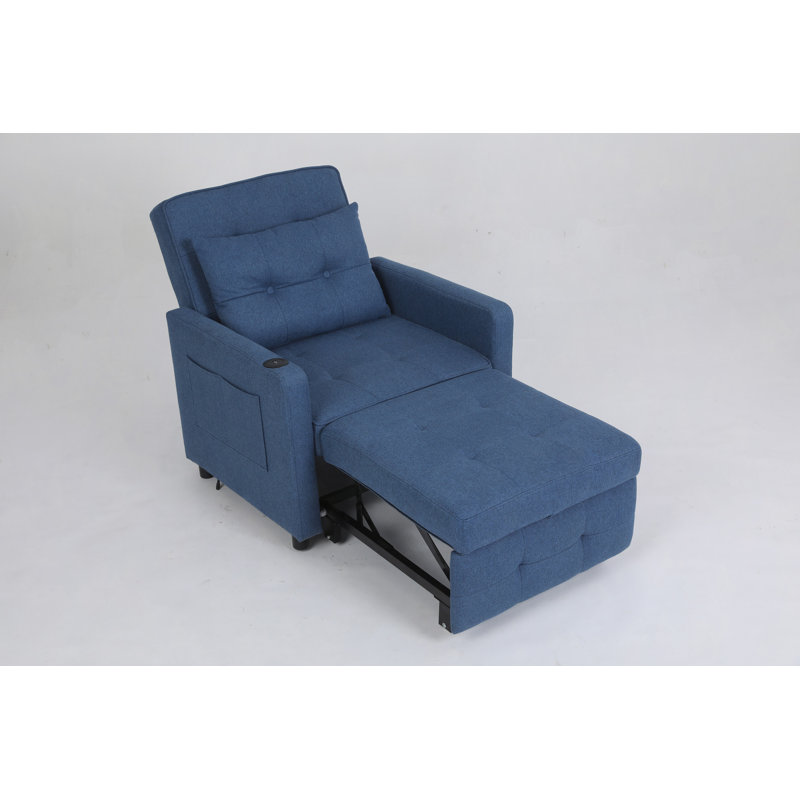 Canapé-lit convertible 3 en 1 Sleeper Chair, Lin bleu