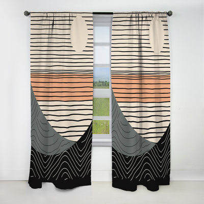 Simple Horizon III - Abstract Shapes Curtain - Blackout Abstract Curtain - 1 Panels