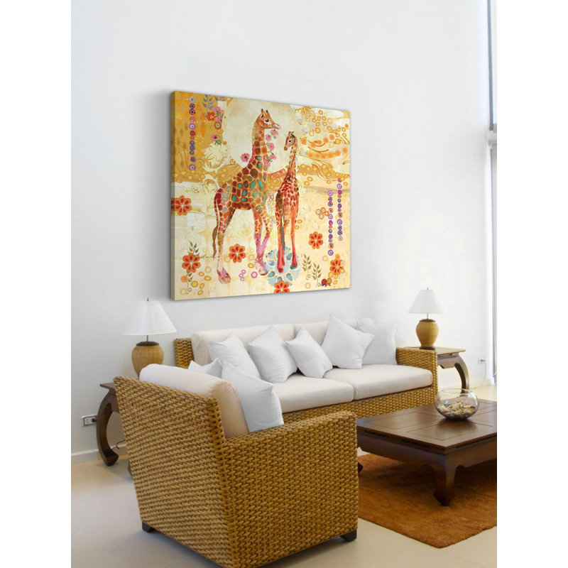 "girafes" par evelia, reproduction d’art sur toile tendue, H 24 po x l 24 po