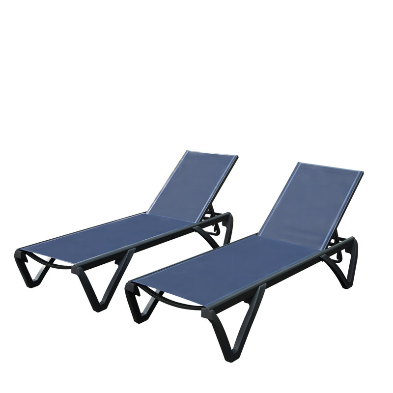 Ensemble de 3 chaises longues de patio, Gris